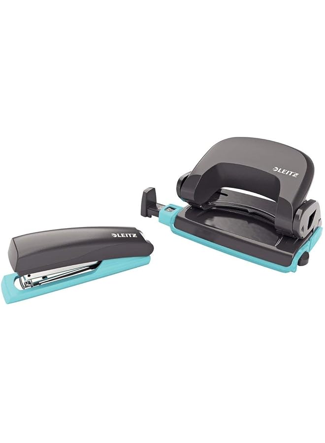 LEITZ Urban Chic Set Mini Stapler And Hole Punch Staple Or Punch 10 Sheets Dark Grey - Image 1