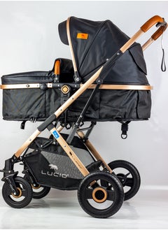 SENA Baby Stroller, luxury carriage with umbrella and leather cover from Lucid Baby- Black - pzsku/Z6E46B326DBE3EF441684Z/45/_/1717992823/5b251469-cb03-4992-a5d3-8c9f15f4c129