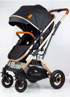 SENA Baby Stroller, luxury carriage with umbrella and leather cover from Lucid Baby- Black - pzsku/Z6E46B326DBE3EF441684Z/45/_/1717992904/9f2e3032-b414-4b39-9011-6c92cdabbb0e