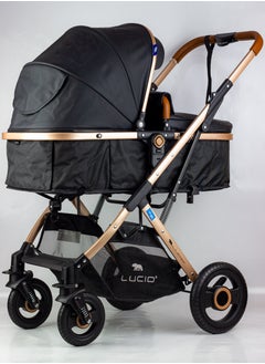 SENA Baby Stroller, luxury carriage with umbrella and leather cover from Lucid Baby- Black - pzsku/Z6E46B326DBE3EF441684Z/45/_/1717992904/d625f87f-8fc5-4cc9-b6a4-19bed64c2432