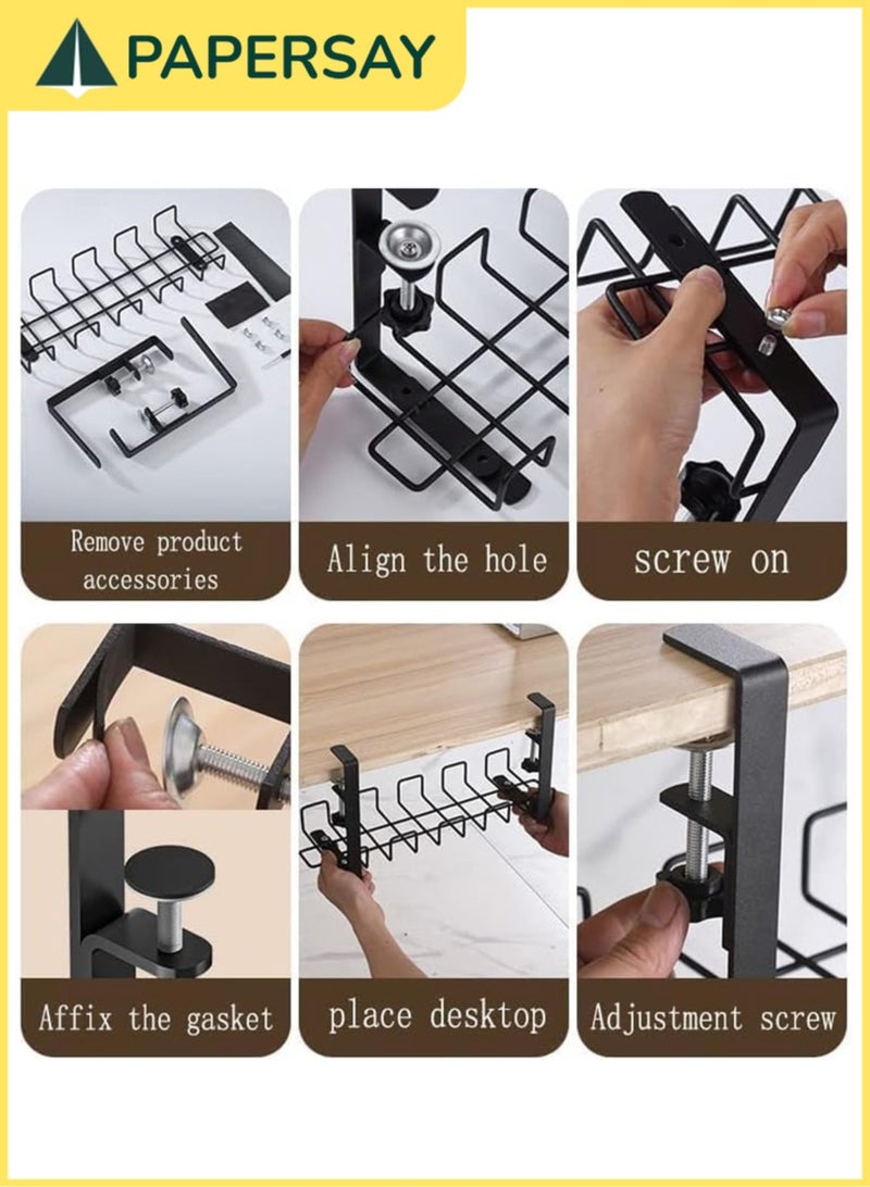 PAPERSAY No-Drilling Under Desk Sturdy Metal Wire Cable Management Tray Basket ,and Cable Organizer Racks for Office and Home.  - Image 4