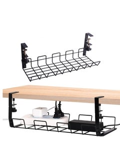 XiuWoo No Drilling Under Desk Sturdy Metal Wire Cable Management Tray Basket and Cable Organizer Racks for Office and Home  - Image 1