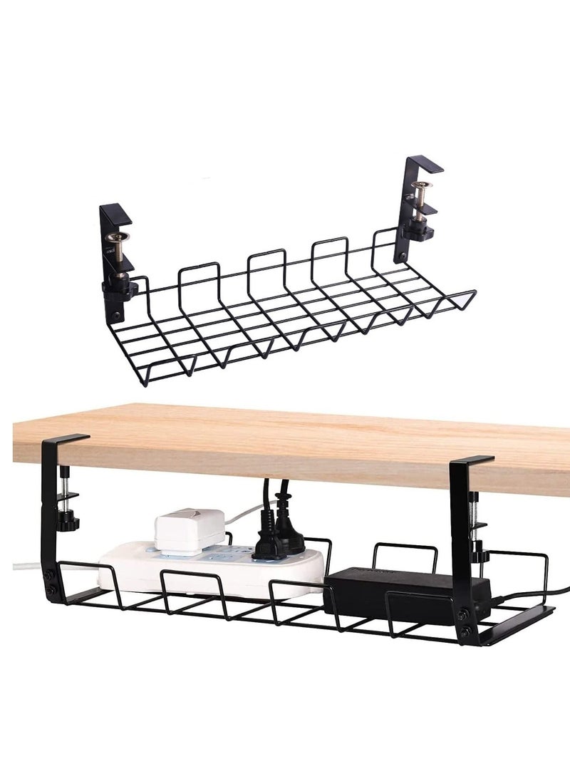 XiuWoo No Drilling Under Desk Sturdy Metal Wire Cable Management Tray Basket and Cable Organizer Racks for Office and Home  - Image 1
