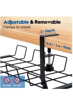 XiuWoo No Drilling Under Desk Sturdy Metal Wire Cable Management Tray Basket and Cable Organizer Racks for Office and Home  - Image 2