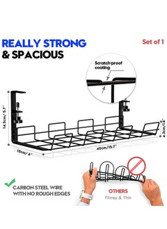 XiuWoo No Drilling Under Desk Sturdy Metal Wire Cable Management Tray Basket and Cable Organizer Racks for Office and Home  - Image 5