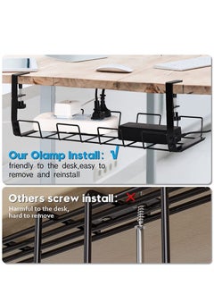 XiuWoo No Drilling Under Desk Sturdy Metal Wire Cable Management Tray Basket and Cable Organizer Racks for Office and Home  - Image 3