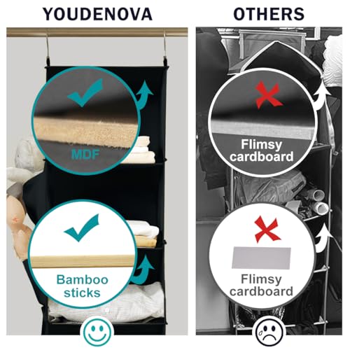 YOUDENOVA Hanging Closet Organizers and Storage, 6-Shelf Hanging Closet Shelves, Black - Image 5