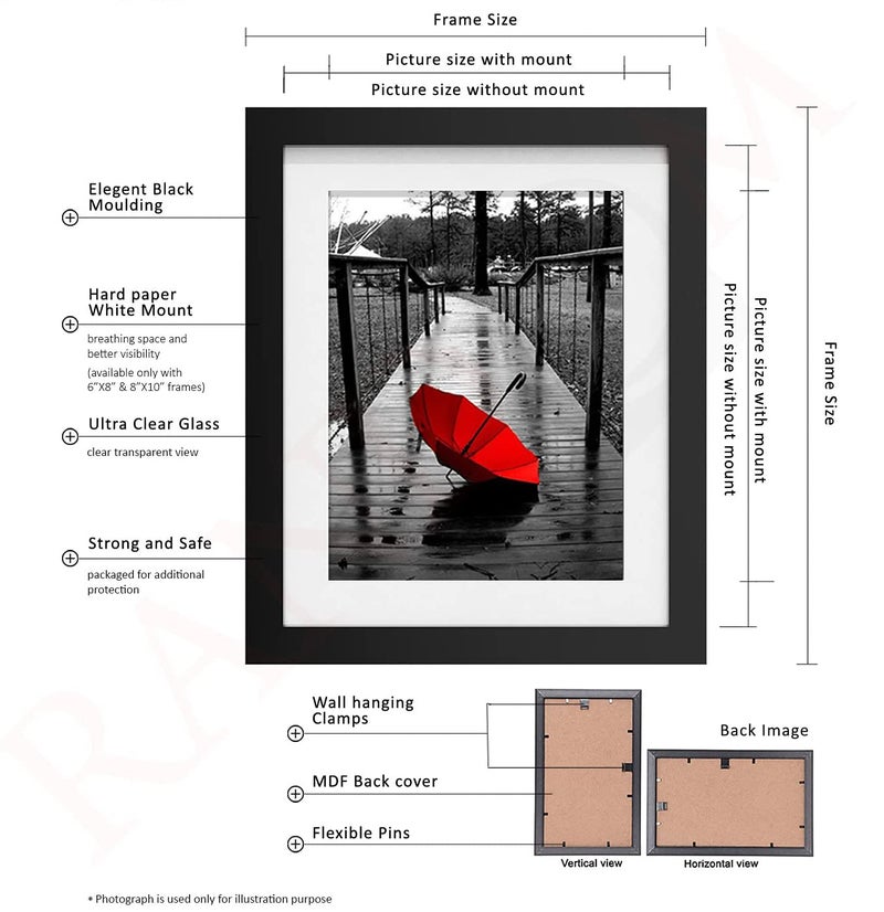 KALA POTLII A4 Size Photo Frame For Wall Decore Black Picture Frame for Home and Office Decoration Pack of 1 - Image 4