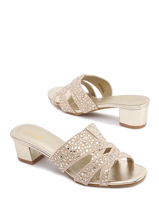 Fyor  Stylish Geometric-Burst Jeweled Block Heel MY 404 for Women | Best Price UAE