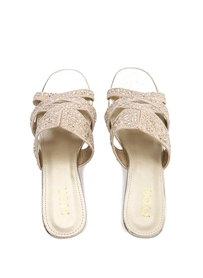 Fyor  Stylish Geometric-Burst Jeweled Block Heel MY 404 for Women | Best Price UAE