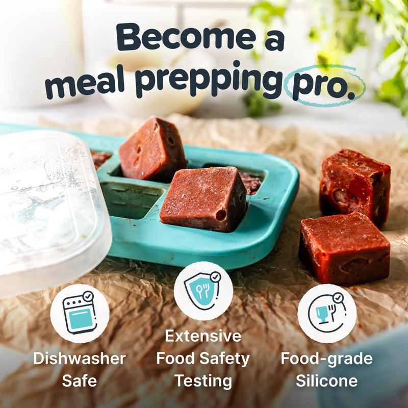 Souper Cubes 2 Tbsp. Silicone Freezer Molds - Perfect for Storing Garlic  Herbs  Ginger  Pesto  Tomato Paste  Lemon Juice  Purees and More - Silicone Baby Food Freezer Tray - Aqua - 1-Pack - Image 3