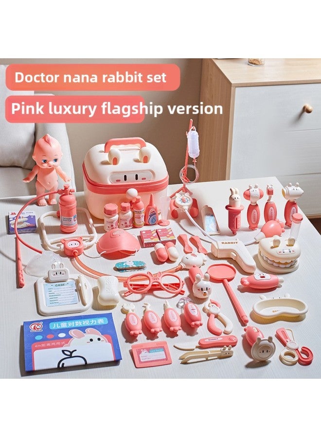 Nana Rabbit Play House Simulation Medical Portable Toy Box Cute Cute Shape Educational Children's Toys-Color:Pink Luxury Model (color Box + Mail Order Box)