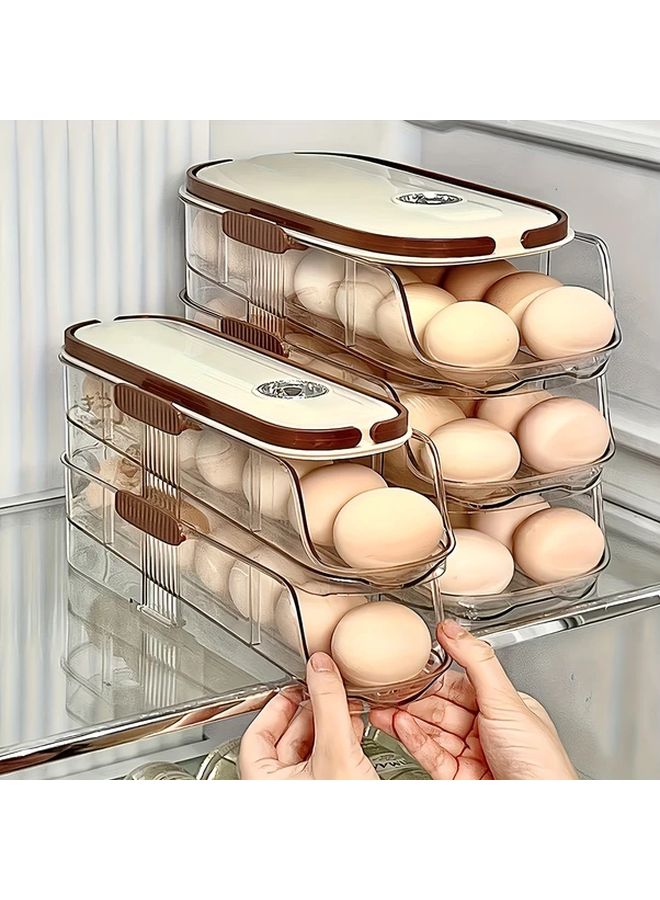 Double Row Three Floors Large Capacity Stackable Egg Organizer Transparent Refrigerator Holder - Image 2