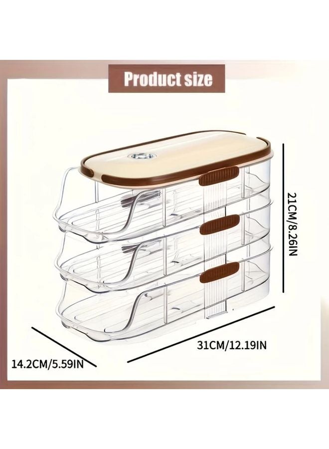 Double Row Three Floors Large Capacity Stackable Egg Organizer Transparent Refrigerator Holder - Image 1