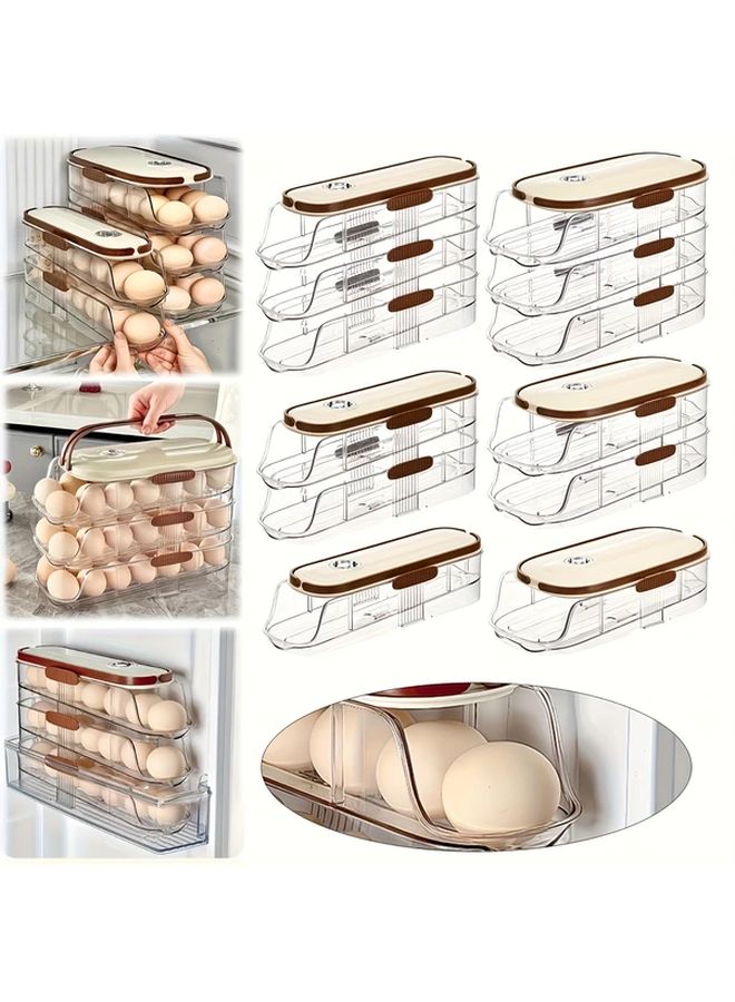 Double Row Three Floors Large Capacity Stackable Egg Organizer Transparent Refrigerator Holder - Image 4
