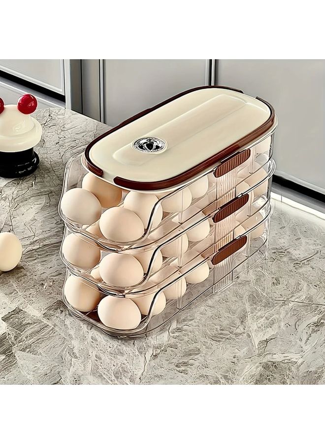 Double Row Three Floors Large Capacity Stackable Egg Organizer Transparent Refrigerator Holder - Image 5