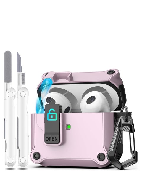 Airpods 4 Case Cover for Women Men with Cleaner Kit, Automatic Security Locking Case for Airpods 4th Generation 2024 Front LED Visible Purple