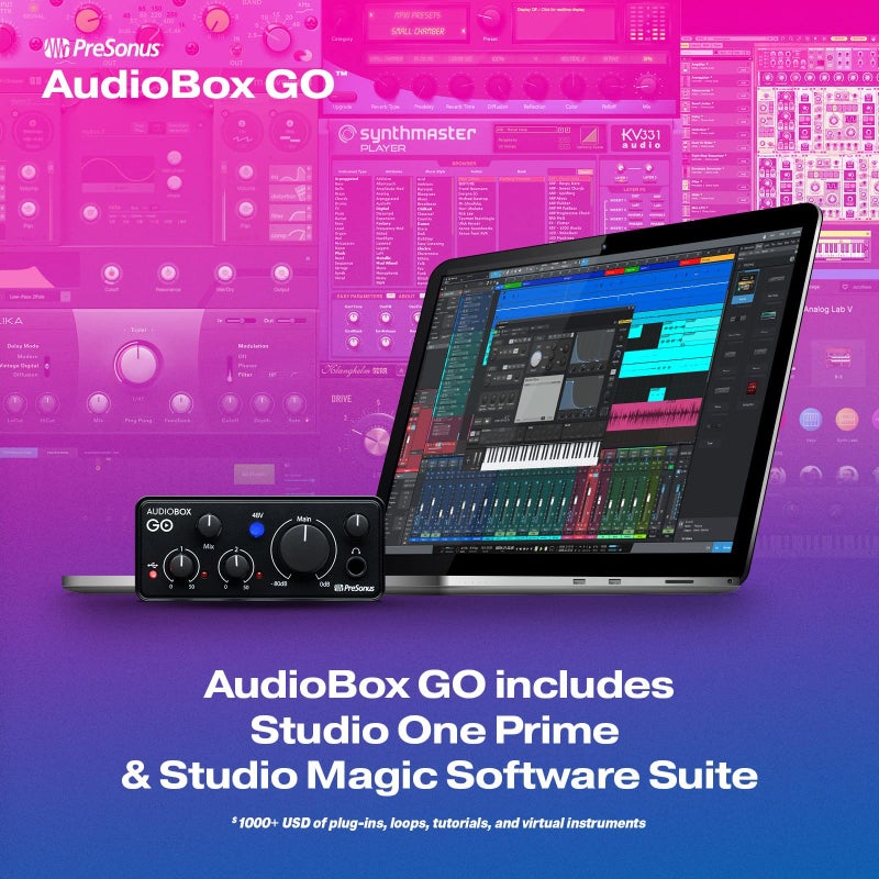 PreSonus AudioBox GO | USB-C Audio Interface for music production with Studio One DAW Recording Software, Music Tutorials, Sound Samples and Virtual Instruments - Image 4