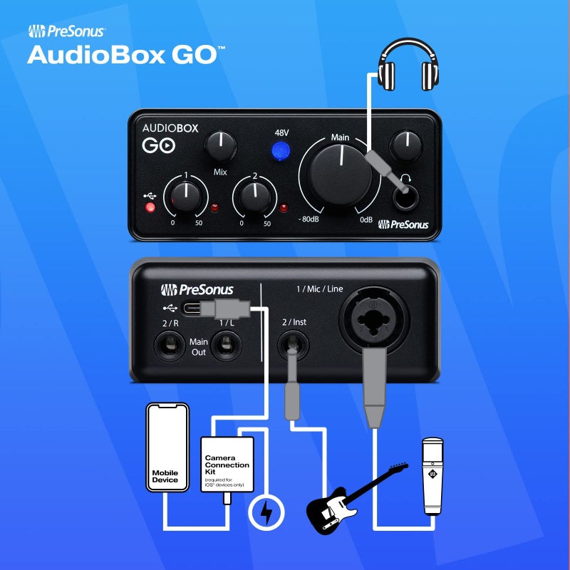 PreSonus AudioBox GO | USB-C Audio Interface for music production with Studio One DAW Recording Software, Music Tutorials, Sound Samples and Virtual Instruments - Image 3