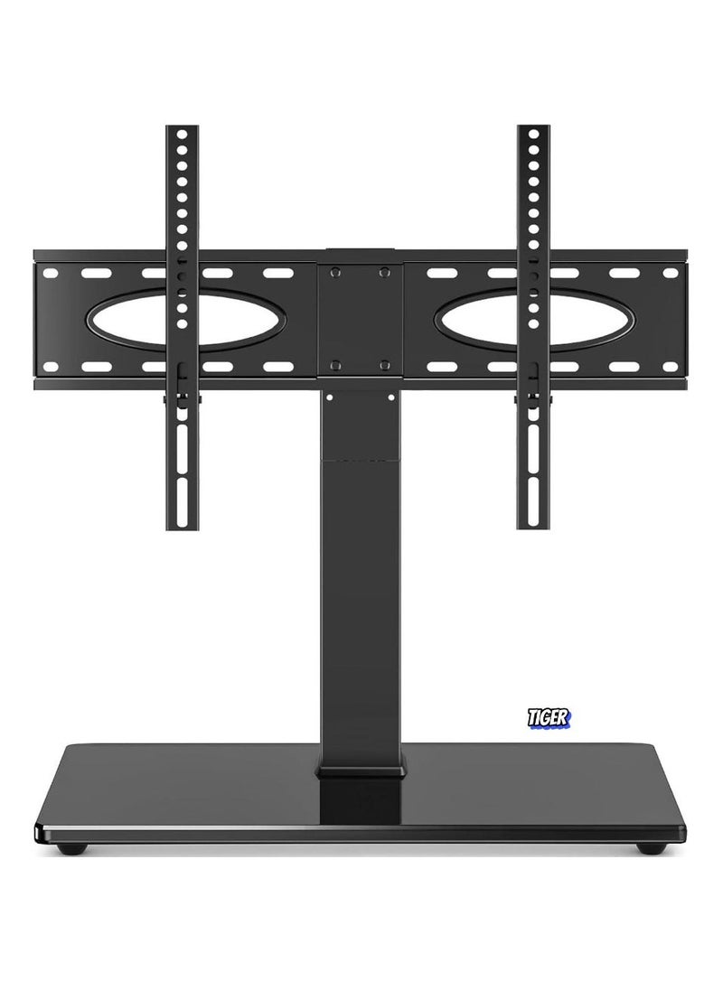 JAJEEK Universal Tabletop TV Stand, Swivel Base for 37-70 Inch Flat/Curved TVs, Height Adjustable, Tempered Glass Base, Wire Management, VESA 600x400mm, Supports up to 88 lbs - Image 1