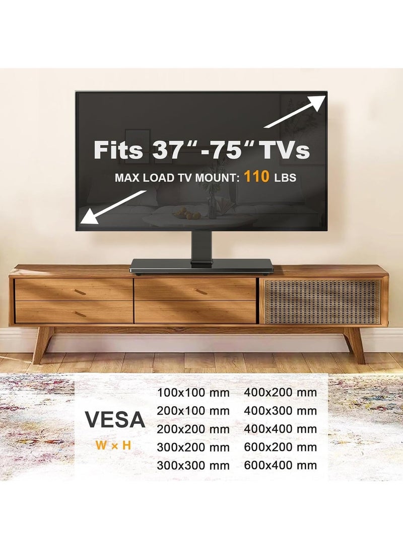 JAJEEK Universal Tabletop TV Stand, Swivel Base for 37-70 Inch Flat/Curved TVs, Height Adjustable, Tempered Glass Base, Wire Management, VESA 600x400mm, Supports up to 88 lbs - Image 3