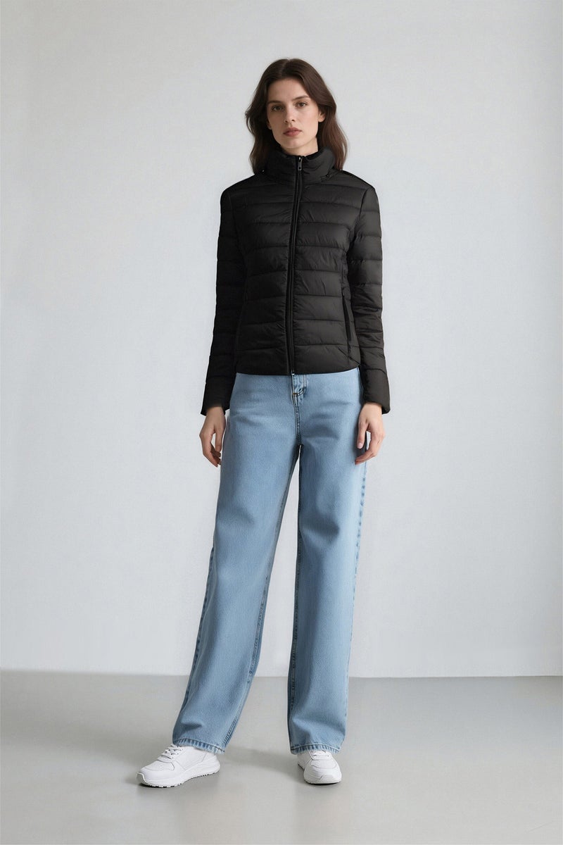 DeFacto Black Woman Waterproof Regular Fit Puffer Jacket Casual - Image 2