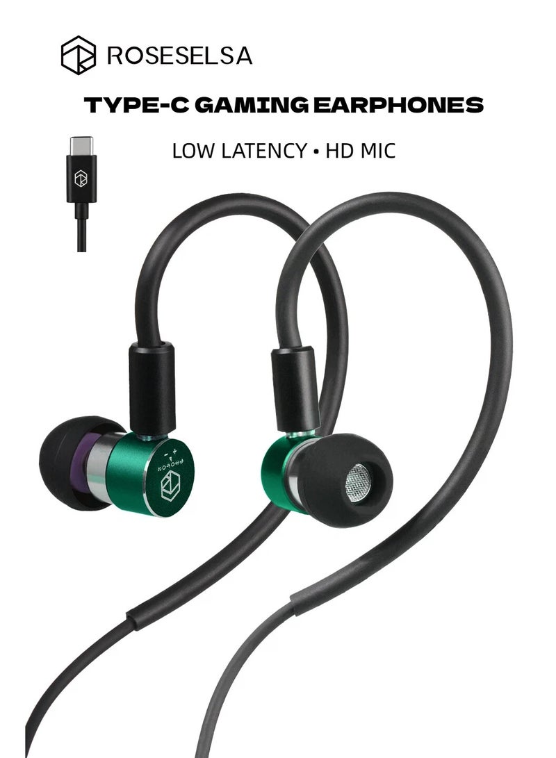 ROSESELSA Photon Pro Type-C Wired Gaming Earphones with Mic, Low Latency USB-C IEM Earbuds, 8mm Driver, CNC Aluminum Body, Compatible with iPhone 15/16, Samsung, Android & PC - Image 1