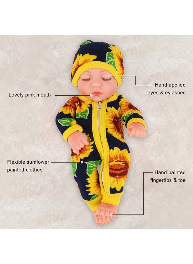 Ecore Fun Ecore Fun 10 Inch New-Born Reborn Doll Baby Doll and Clothes Set Washable Realistic Silicone Baby Dolls with Cute Sunflower Jumpsuit Clothes-Best Gift for Kids Girls - Image 2