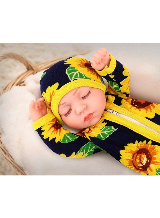 Ecore Fun Ecore Fun 10 Inch New-Born Reborn Doll Baby Doll and Clothes Set Washable Realistic Silicone Baby Dolls with Cute Sunflower Jumpsuit Clothes-Best Gift for Kids Girls - Image 3