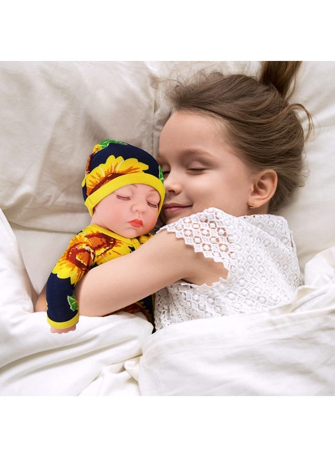 Ecore Fun Ecore Fun 10 Inch New-Born Reborn Doll Baby Doll and Clothes Set Washable Realistic Silicone Baby Dolls with Cute Sunflower Jumpsuit Clothes-Best Gift for Kids Girls - Image 4