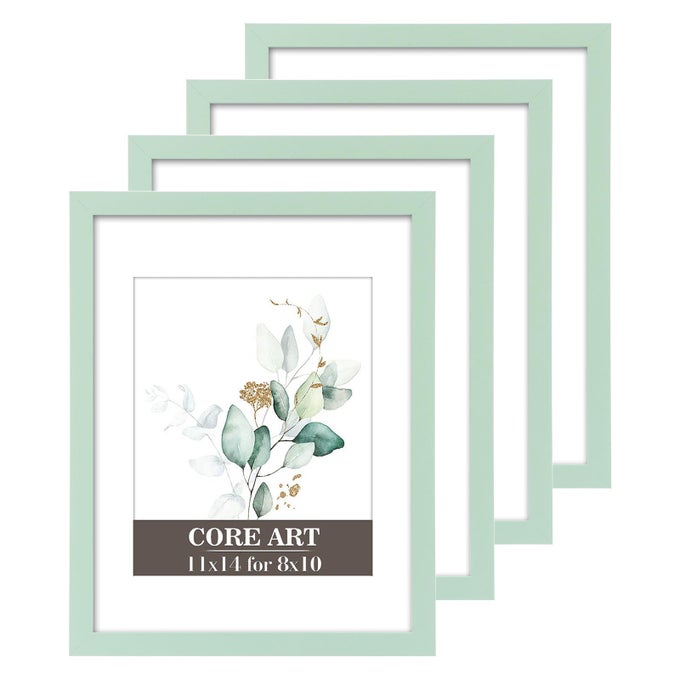 11x14 Picture Frame Green Picture Frames 8x10 with Mat or 11 x 14 without Mat for Wall or Tabletop Display Photo Frame Set of 4