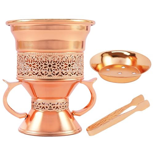 HOCUROAY Metal Frankincense Resin Incense Burner, Incense Censer, Portable Bakhoor Burner, Charcoal Bakhoor Burner, Myrrh Burner with Tongs for Yoga, Spa Aromatherapy (Rose Gold) - Image 1