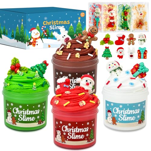 Leetous Christmas Slime Stocking Stuffers for Kids 4 Pack Funny Xmas Toys Gifts Party Favors Supplies for Toddler Boys Girls Holiday Classroom Game Prizes Basket Goodie Treat Bag Fillers Stuff for Teens - Image 1