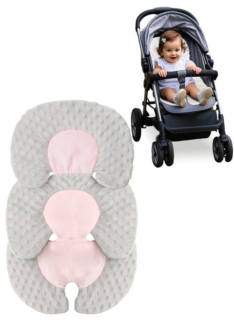 Infant Car Seat Insert, 2-in-1 Reversible Carseat Head Support for Baby,Newborn Car Seat Cushion for Stroller, Swing, Rocker, Bouncer,Pink