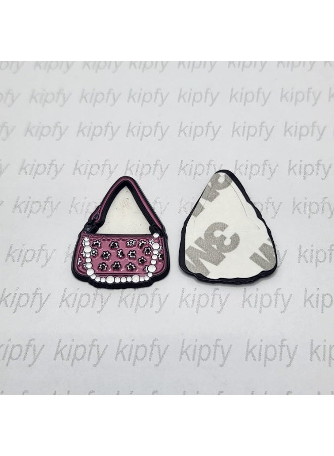 Kipfy 3D Pink Handbag , Floral Pattern with Pearl Detail Metal sticker for Car, Laptop, Water Bottle, Mobile Phone & Notebook | Self-Adhesive - Image 2