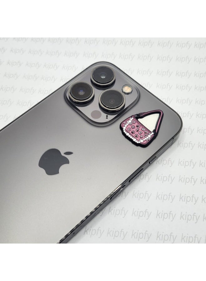 Kipfy 3D Pink Handbag , Floral Pattern with Pearl Detail Metal sticker for Car, Laptop, Water Bottle, Mobile Phone & Notebook | Self-Adhesive - Image 3