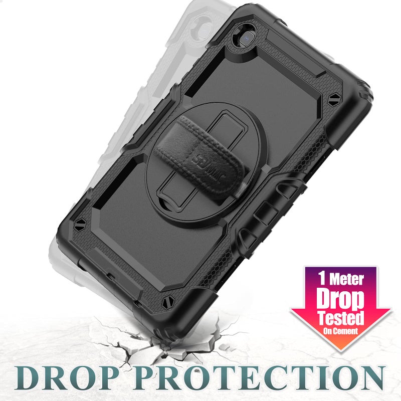 SEYMAC stock Case for Samsung Galaxy Tab A7 Lite 2021 8.7'' SM-T220/T225/T227 with Screen Protector Pencil Holder [360 Rotating Hand Strap] &Stand, SEYMAC stock Drop-Proof, Black - Image 5