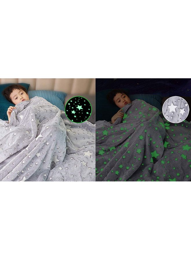 NIBEMINENT Warm and Cosy Glow In The Dark Blanket Cotton Grey 127 x 152cm - Image 2