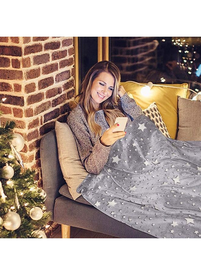 NIBEMINENT Warm and Cosy Glow In The Dark Blanket Cotton Grey 127 x 152cm - Image 5
