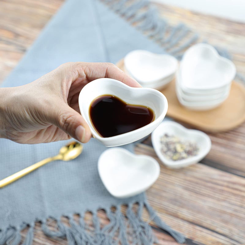 SOCOSY Heart-shaped Multipurpose Ceramic Sauce Dish Seasoning Dishes Sushi Dipping Bowl Appetizer Plates Serving Dish Saucers Bowl(40 PCS) - Image 4