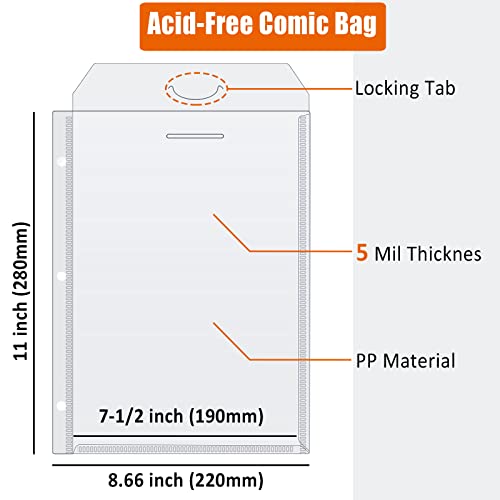 tutata Comic Book Bags, Binder Sleeves for Comic Books, 12 Pack Comics Protector Bags - Image 4