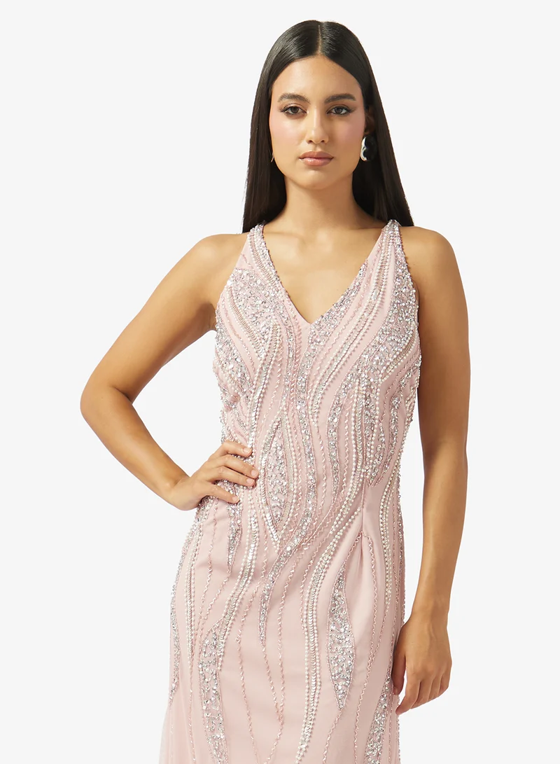 Namshi x  Halter Neck Embellished Dress for Women | Best Price UAE