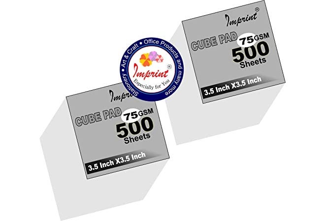 Imprint Blank White 3.5 Inch X 3.5 Inch Note Cube Refills (Not Sticky and Not Glued On Any Side), Memo Jotter Block 500 Plain WHITE LOOSE Paper Note, Pack of 2 - Image 3