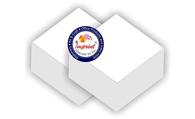 Imprint Blank White 3.5 Inch X 3.5 Inch Note Cube Refills (Not Sticky and Not Glued On Any Side), Memo Jotter Block 500 Plain WHITE LOOSE Paper Note, Pack of 2 - Image 1
