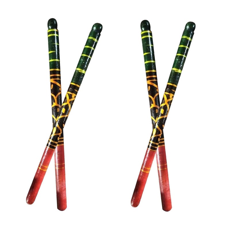 Ervio Wooden Dandiya Sticks – 2 Sets (4 Pieces) | Handmade Multicolor Sankheda Hand-Painted Garba Sticks for Navratri, Garba Nights & Traditional Festivals - Image 1