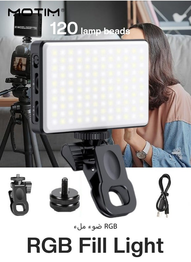 Motim 120 LED Selfie Light & Fill Light with Clip, Rechargeable Light Clip for Phone/Tablet/Camera, Adjustable 3 Color 10 Brightness Model, Selfie Light for Makeup, TikTok, Live Streaming & Video Conferencing  - Image 1