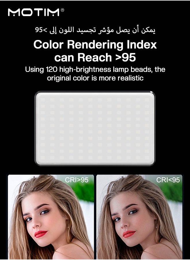 Motim 120 LED Selfie Light & Fill Light with Clip, Rechargeable Light Clip for Phone/Tablet/Camera, Adjustable 3 Color 10 Brightness Model, Selfie Light for Makeup, TikTok, Live Streaming & Video Conferencing  - Image 4