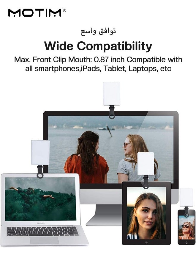 120 LED Selfie Light & Fill Light with Clip, Rechargeable Light Clip for Phone/Tablet/Camera, Adjustable 3 Color 10 Brightness Model, Selfie Light for Makeup, TikTok, Live Streaming & Video Conferencing