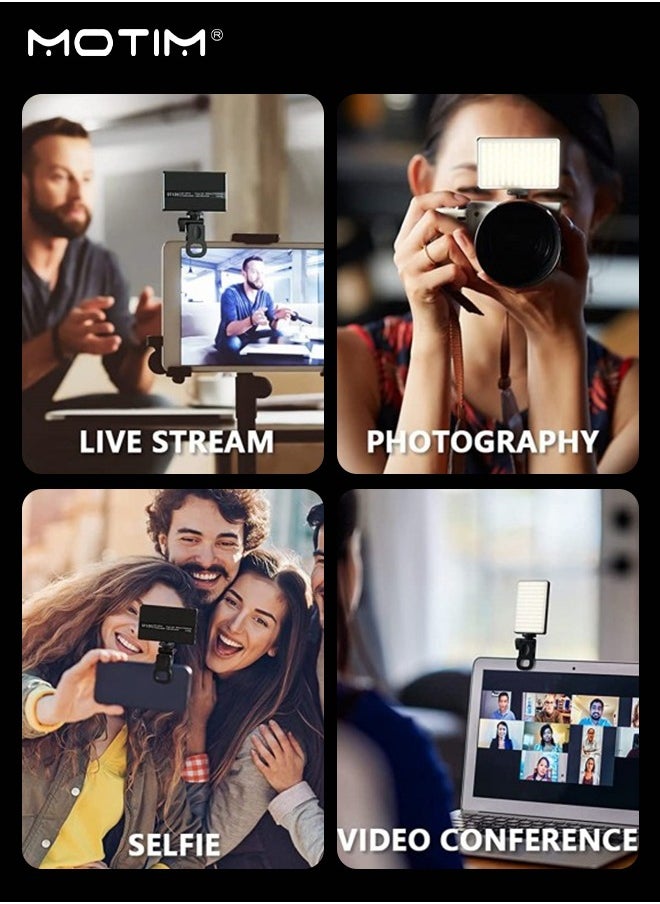 120 LED Selfie Light & Fill Light with Clip, Rechargeable Light Clip for Phone/Tablet/Camera, Adjustable 3 Color 10 Brightness Model, Selfie Light for Makeup, TikTok, Live Streaming & Video Conferencing