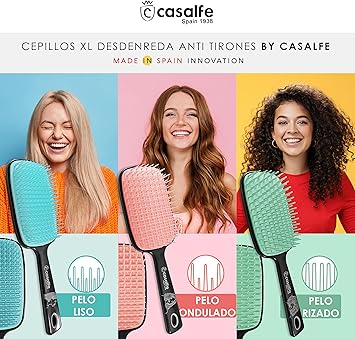 CASALFE فرشاة شعر كاسالف XL لفك تشابك الشعر المجعد بدون سحب مع أسنان مرنة لا تكسر الشعر مناسبة للبالغين من الجنسين باللون الأسود والأخضر الباستيل - Image 3